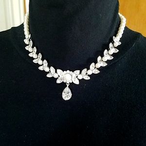 Monet Pearl and Crystal Bridal Choker
